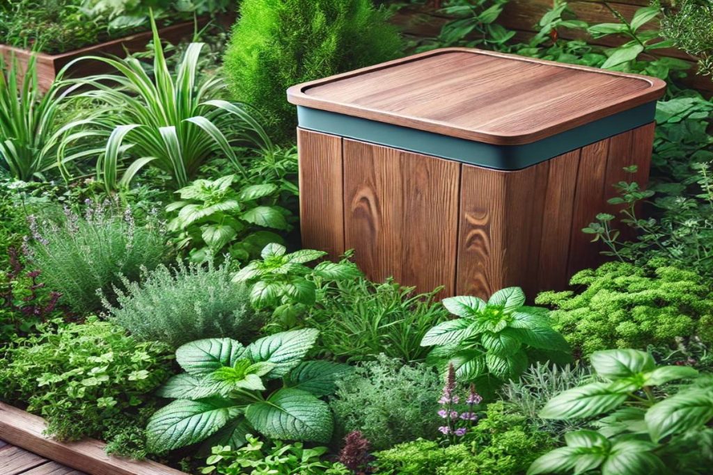 poubelle jardin bois