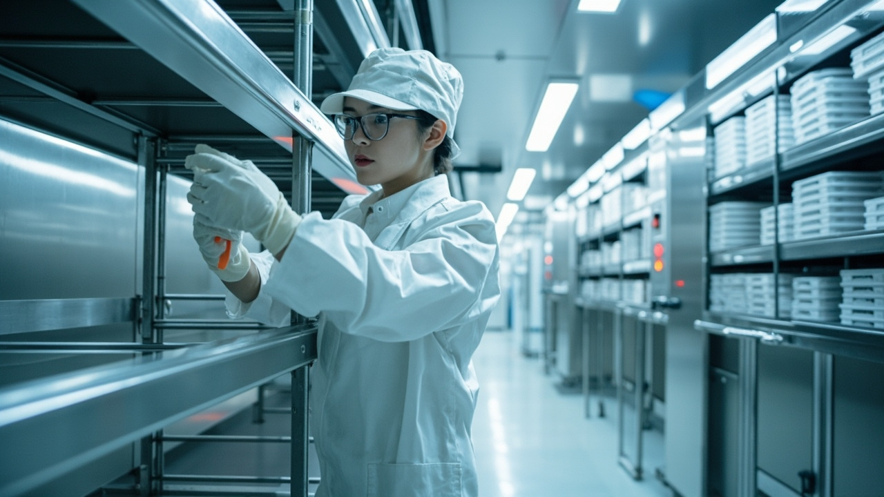 Chambre froide professionnelle en fonctionnement  
Entretien d une chambre froide pro