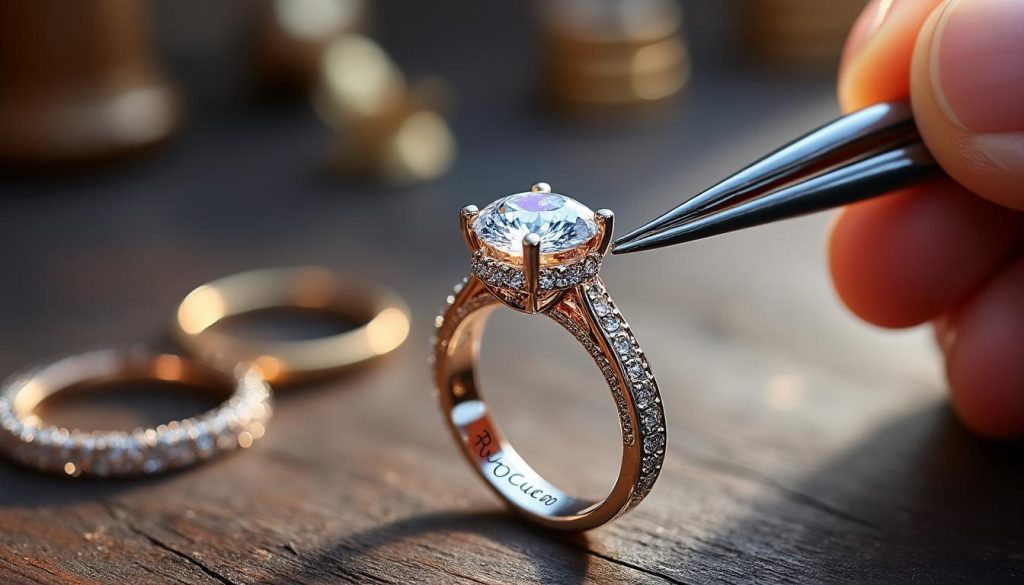 créez votre bague de fiançailles personnalisée en gravant un message unique, en choisissant la pierre précieuse parfaite, et en concevant un bijou qui symbolise votre amour.