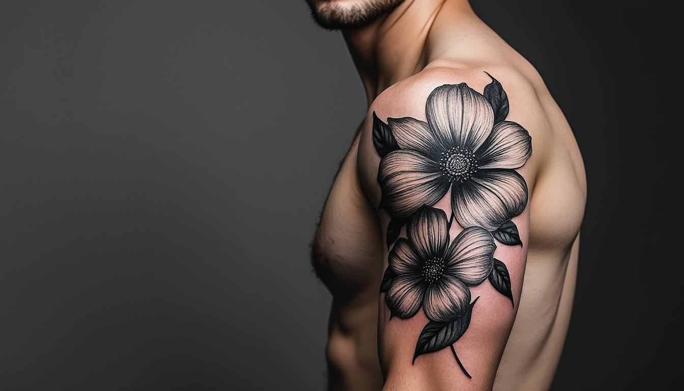 découvrez des idées de tatouages fleurs pour homme alliant virilité et originalité, sans recourir aux motifs de crâne de mort.