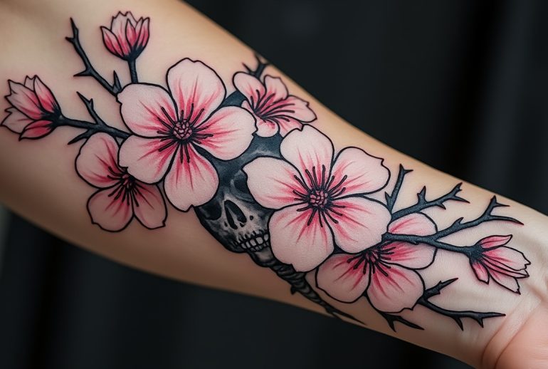 découvrez le tatouage de fleur de cerisier, un motif poétique à l'apparence délicate qui révèle pourtant une signification profondément sombre et mystérieuse.
